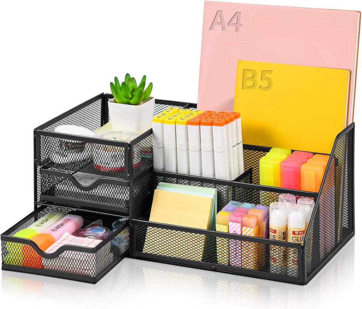 Grote Bureaublad Organizer met Lades - Multifunctioneel Bureau Accessoires & Opslag in Zwart