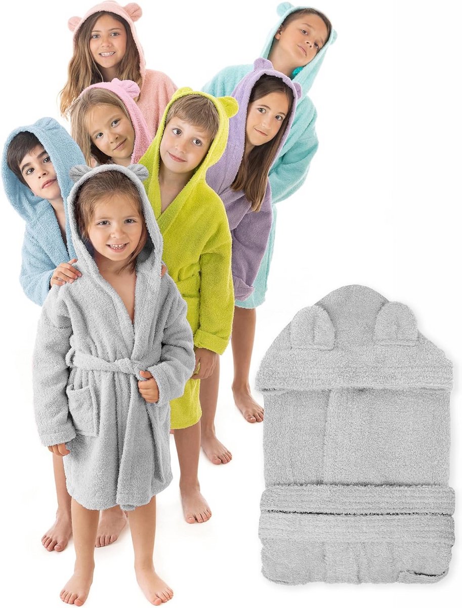 Unisex Kinderbadjas met Capuchon en Oren - 100% Katoen OEKO-TEX Gecertificeerd