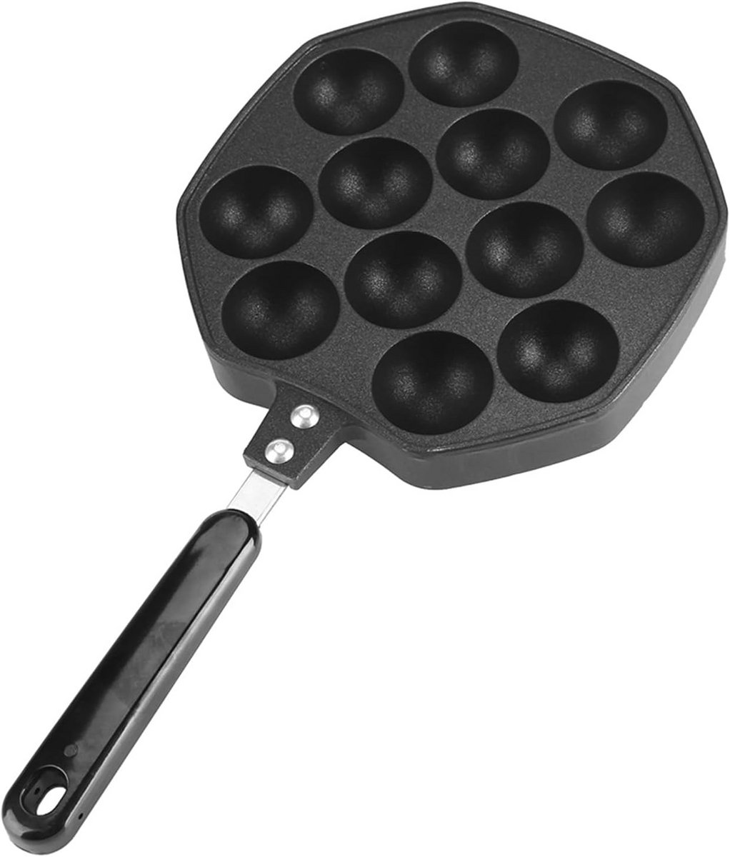 Takoyaki Pan met 12 Gaten Anti-aanbak Grillpan voor Octopusballetjes en Poffertjes