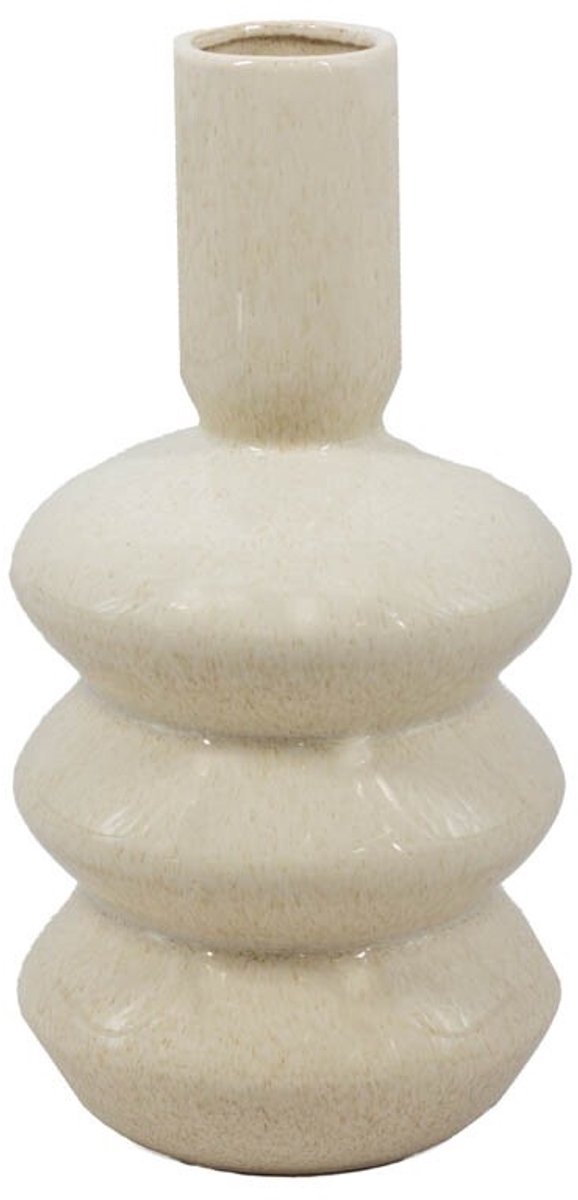 homebound by ky Aardewerk vaas disk beige Wit