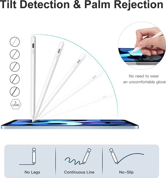 Een stylus geschikt voor Apple iPad met anti-aanraak- en kanteldetectie; een universele stylus voor tablets en mobiele telefoons. — afbeelding 3