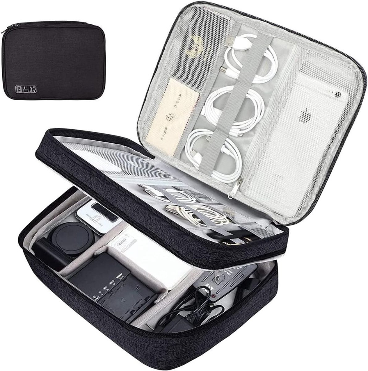 SCH® Kabel Organiser Tas - Organizer Tas - Zwart- 28cm x 21cm x 9cm