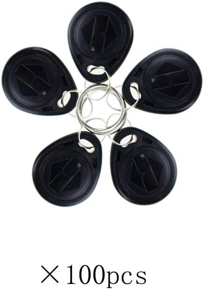 Set van 100 RFID-kaartjes en keyfobs voor toegangscontrole en identificatie