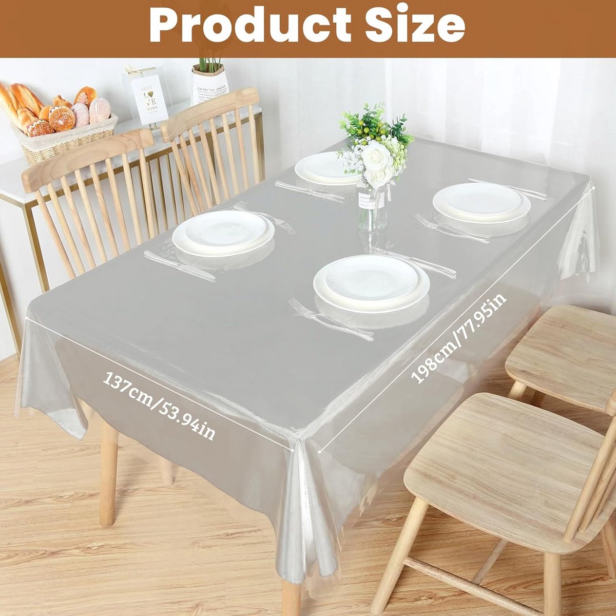 Transparant Tafelkleed PVC Waterdicht en Afwasbaar voor Keuken en Buiten