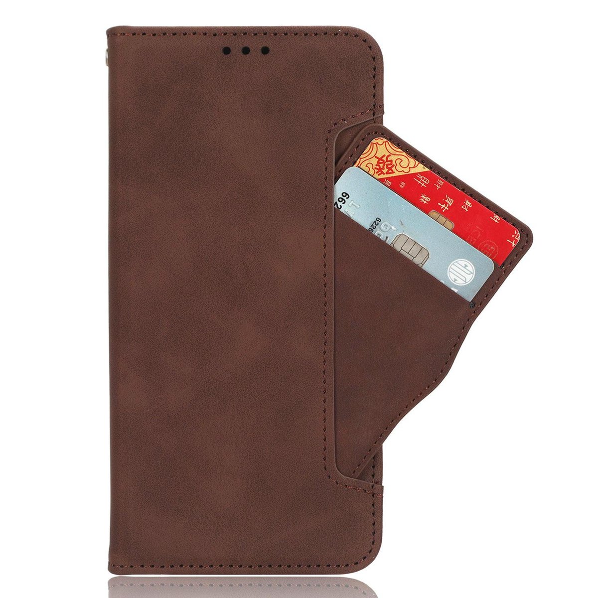 Mobigear Telefoonhoesje geschikt voor OPPO Find X9 Hoesje | Mobigear Slide Wallet Bookcase Portemonnee | Pasjeshouder voor 3 Pasjes | Telefoonhoesje voor Pinpas / OV Kaart / Rijbewijs - Bruin