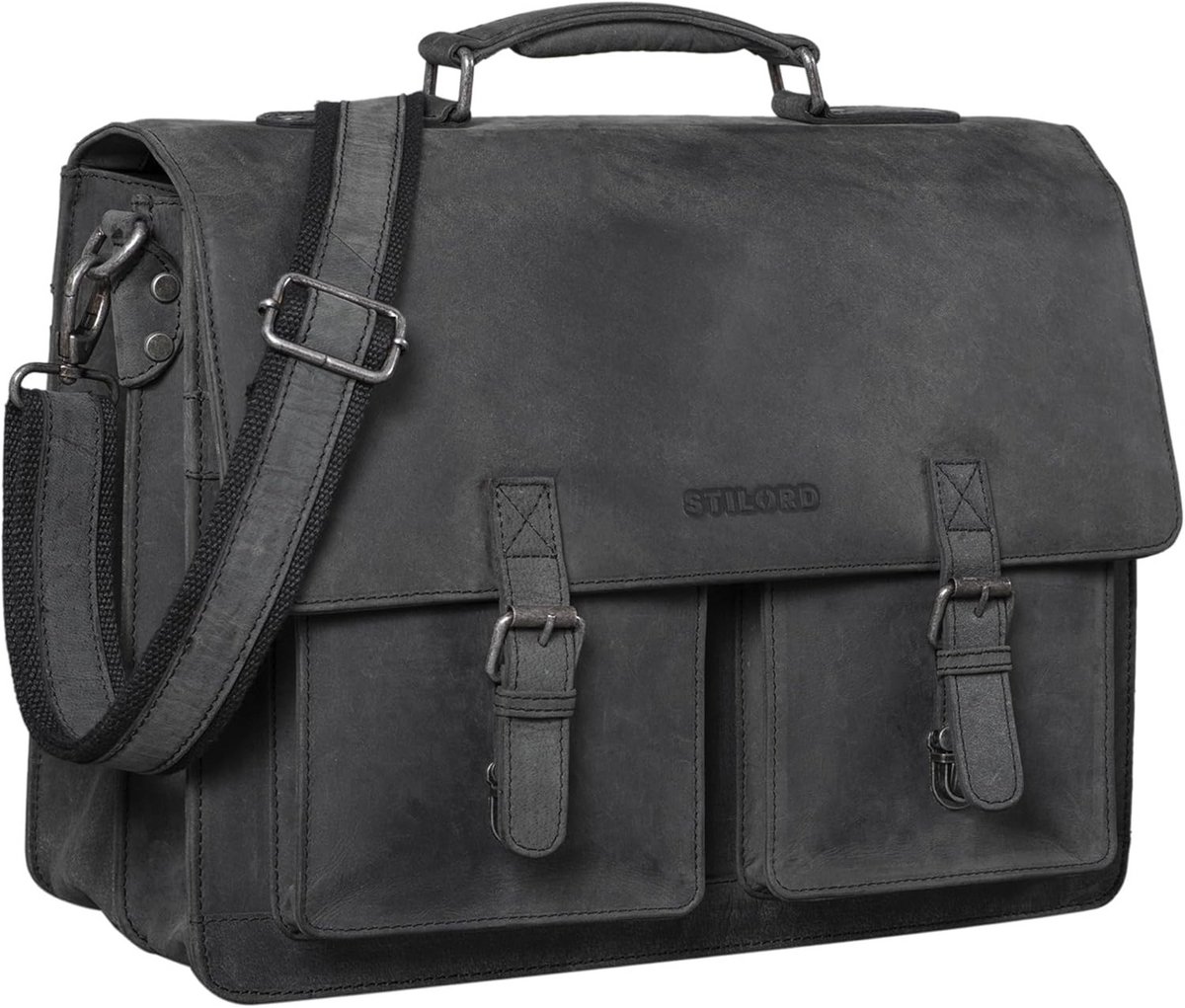 Leren Aktetas Heren Vintage Laptoptas 15.6 Inch Documententas A4 Insteek Trolley