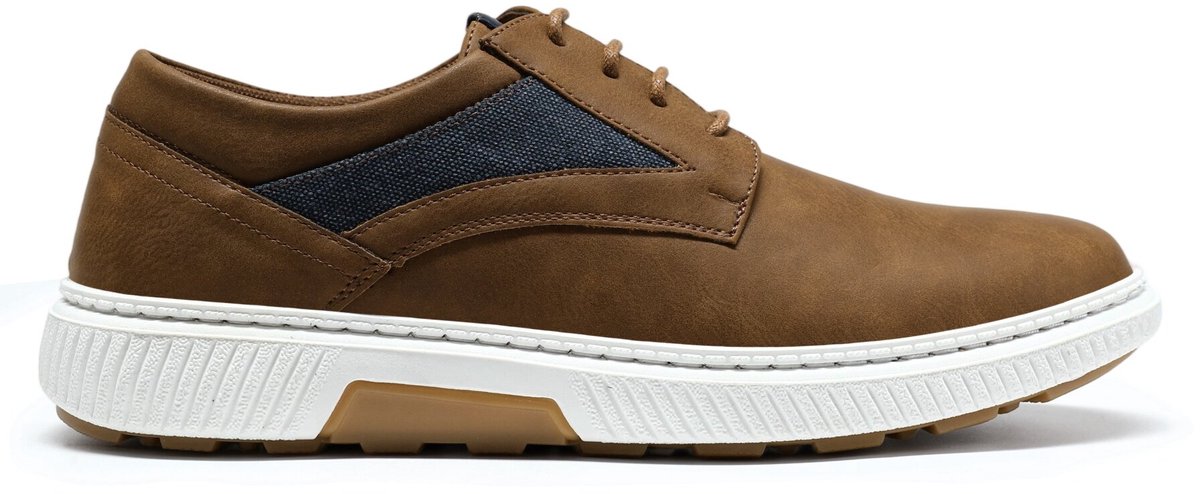 AllTHEMEN Heren Casual Schoenen Van Leer - Ruime Pasvorm - Bruin - 40