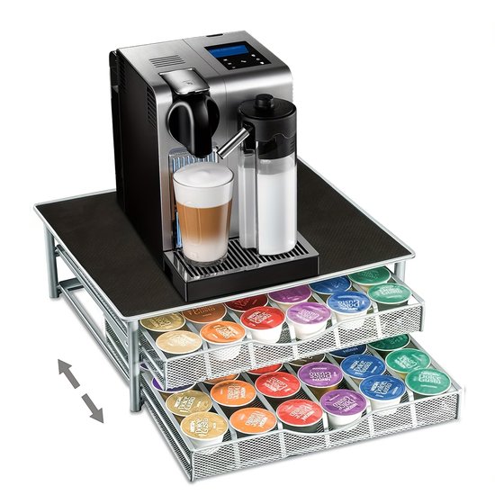 Cafedeco Koffiecapsulehouder, capsuledispenser, alleen voor Nespresso-capsules (zwart op wit