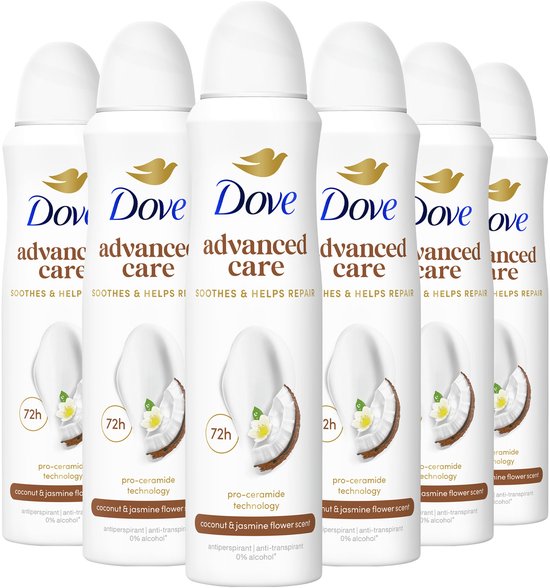 Dove - Anti-Transpirant Deodorant Spray - Advanced Care - Coconut & Jasmine Flower - 6 x 150 ml