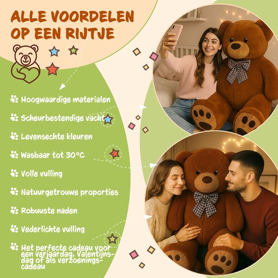 Monzana Knuffelbeer XL - 100cm Staand Pluch - Bruin van Monzana — afbeelding 2