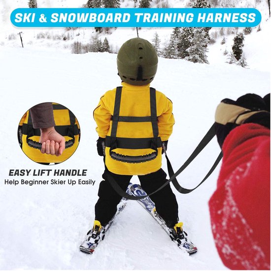 Skituigje kinderen - Ski Harnas - Oefengordel - Veiligheidsgordel - ski tuigje - Skituigje kinderen - Ski-accessoires - Verstelbaar ski-schouderharnas - Voor kinderen en beginners Schaatsen, Skateboarden, Snowboarden, Skaten, Fietsen (zwart) van Cadeauxplein — afbeelding 4