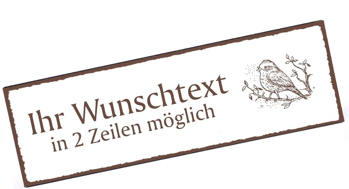 Personaliseerbaar deurbordje met vogel en tak, 150x50 mm, zelfklevend
