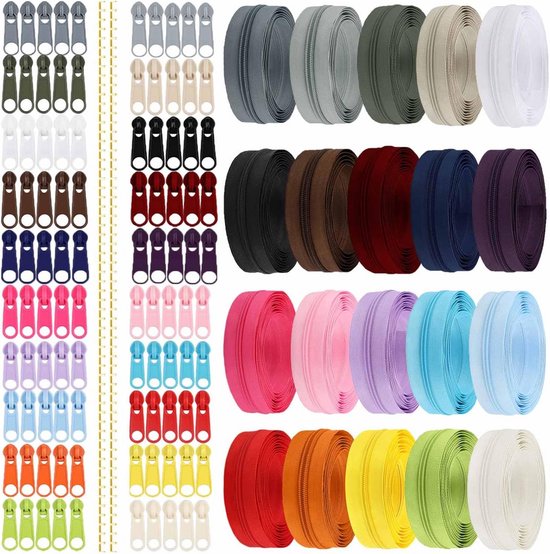 DIY ritsset 60M 20 kleuren met sliders | bol