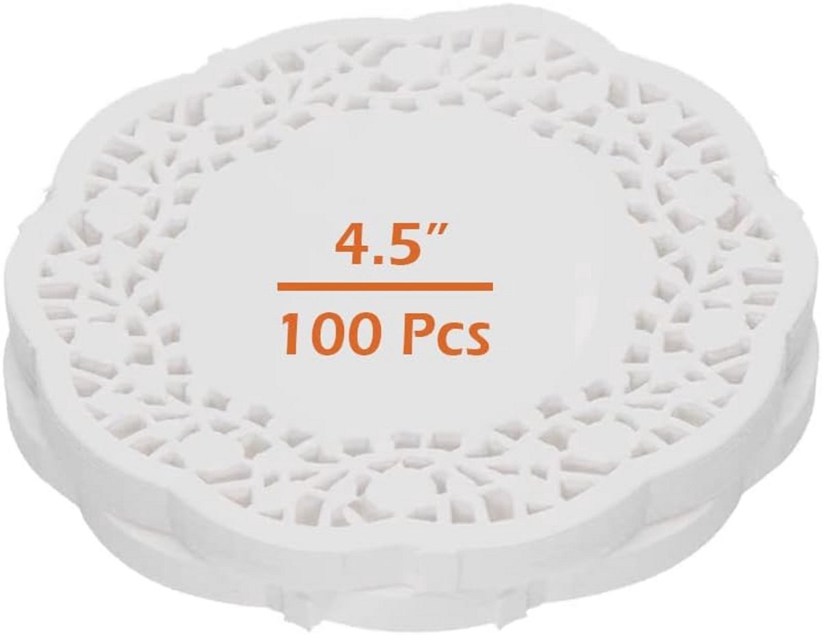 100 Ronde Witte Papieren Kleedjes met Kant voor Taarten en Decoratie