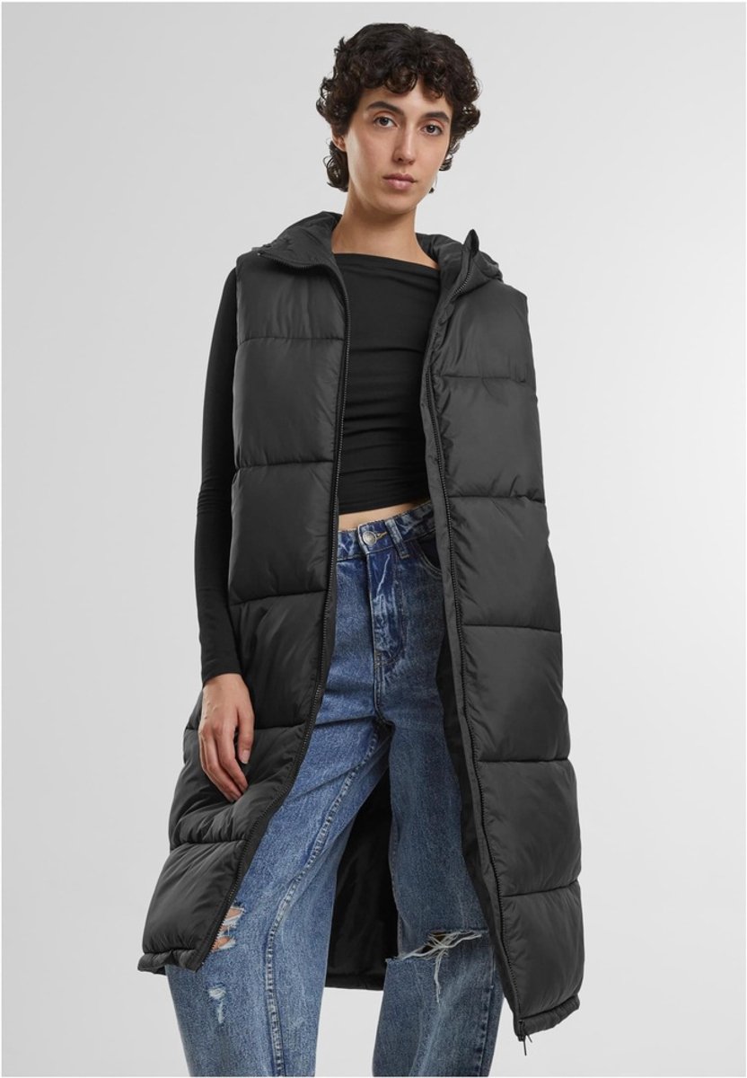 Urban Classics Long Hooded Puffer Mouwloos jacket XXL Zwart