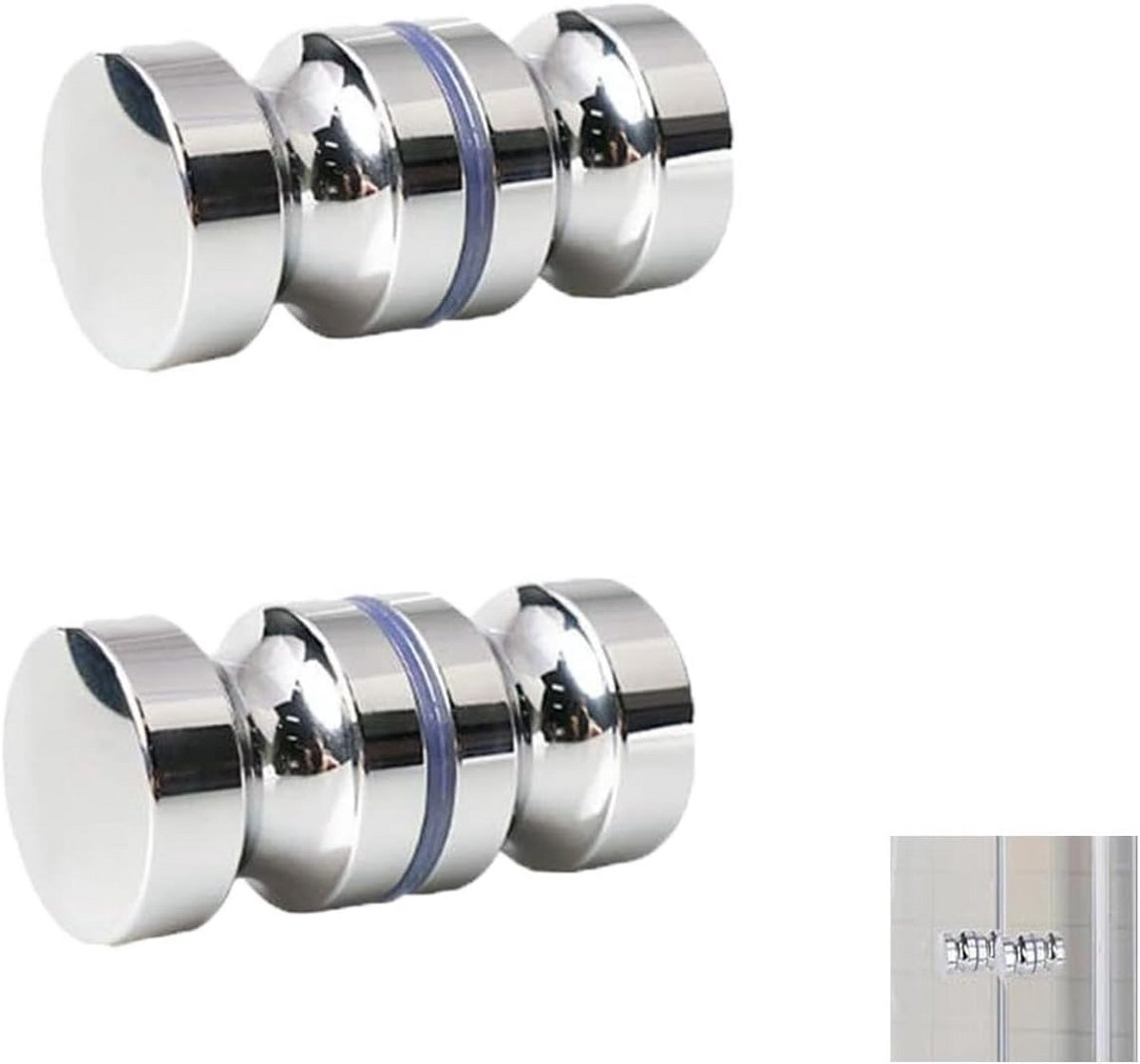 Aluminiumlegering Douchedeurgrepen 2 Paar, 30 mm, Zilver voor Glazen Deuren, Badkamer, Keu