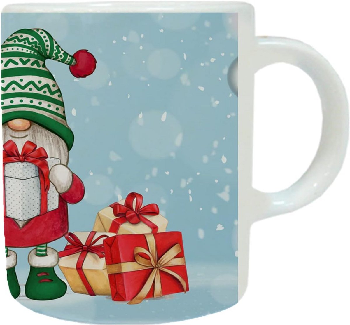 Personaliseerbare kerstmok met naam en gnomi design voor kerstdagen