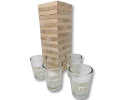 EKNA Spel wiebeltoren - Dronken Tower - Grappige drinkspelletjes voor volwassenen - Tipsy Tower - Houten toren wiebeltoren - drinkspel feest in het Engels (2-6 personen)