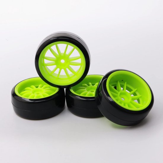 12 Spaak Groene Wiel Velg Tyre Banden voor RC 1/10 Drift Auto van Merkloos	 — afbeelding 5