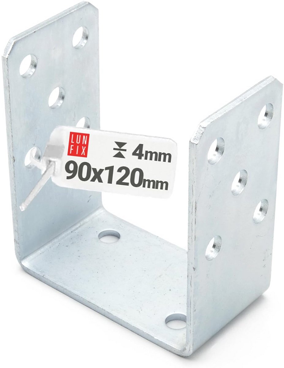 U-paaldrager 90 mm breed, opschroefbaar, voor terrassen en carports