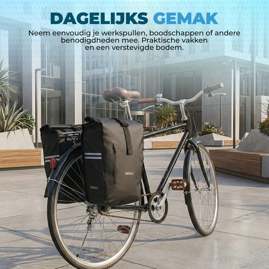 Vebics Dubbele Fietstas - 100% Waterdicht - Zwart van Vebics — afbeelding 3