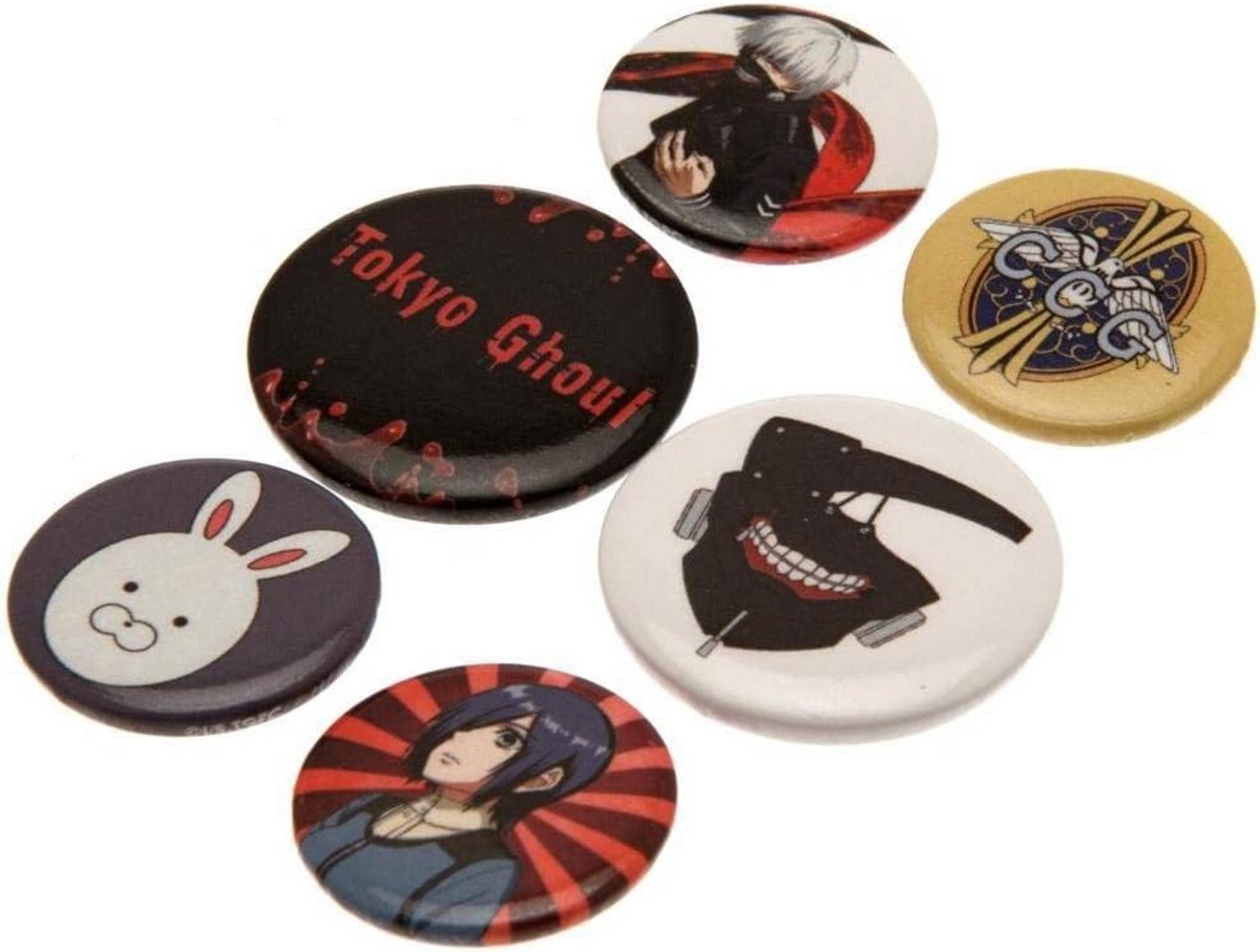 Set van 6 Tokyo Ghoul Pins en Badges
