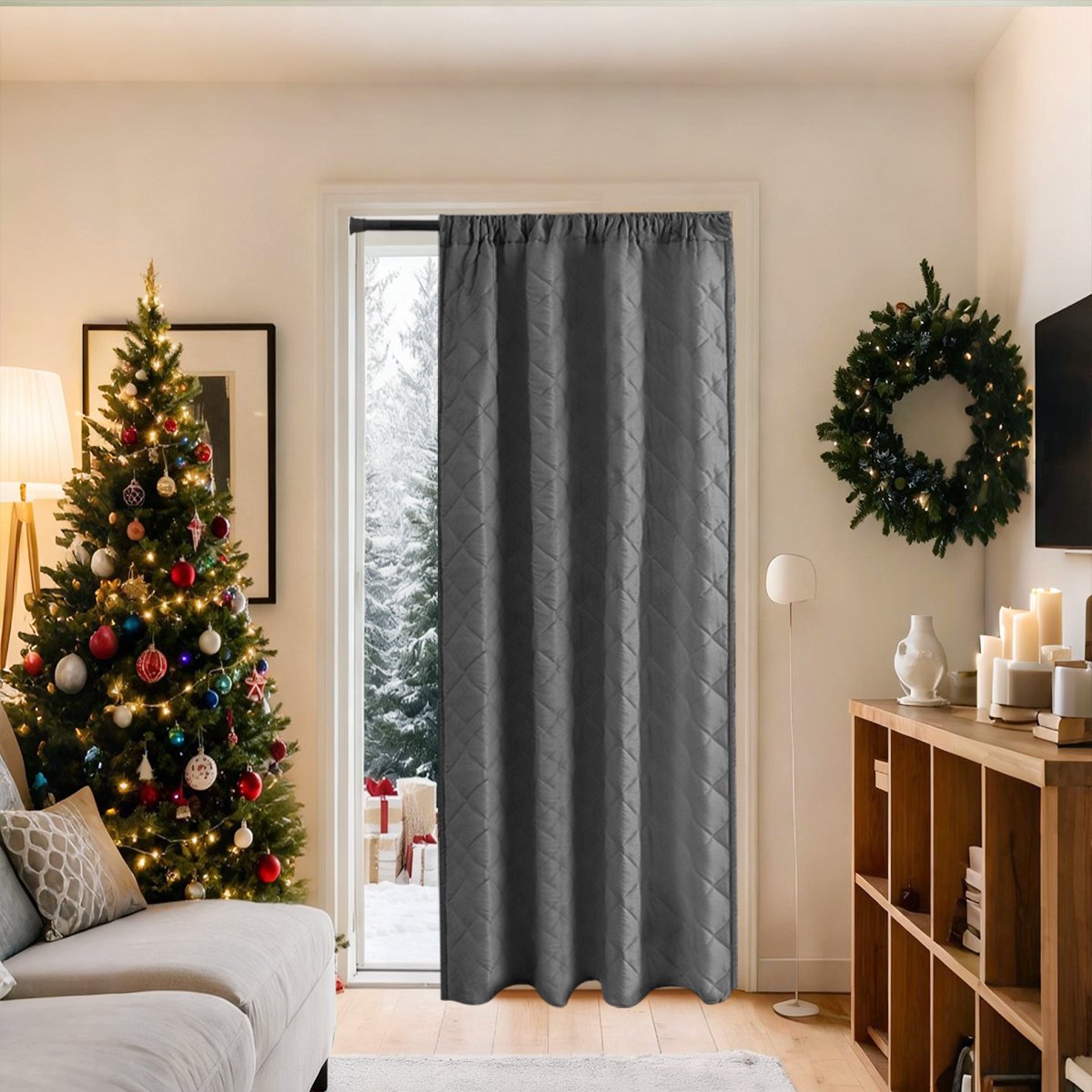 MUPOO Isolerende Thermische Gordijnen Kant en Klaar 280gsm met Plooiband-Verduisterend 60%-6-in-1 Ophanging-Gewatteerde Zware Stof-Tegen Tocht&Hitte-Privacy&Geluidsdempend-Voor Raam,Deur&Slaapkamer-Grijs-140x220cm-2 Stuks grijs-2 stucks