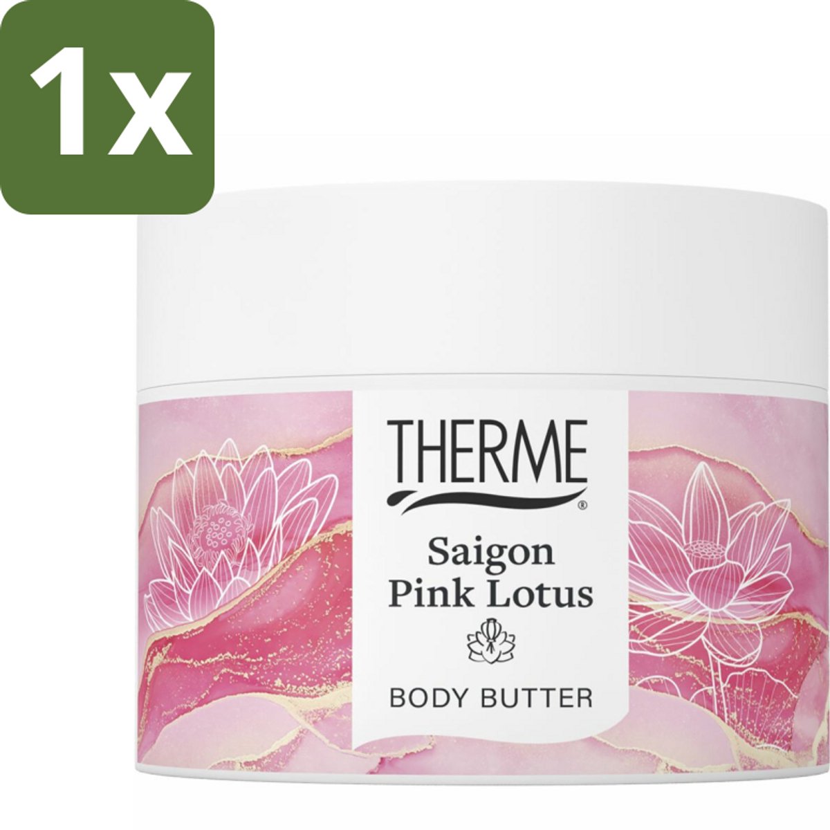 1 x Therme - Saigon Pink Lotus - Bodybutter - Hydraterend - Verzorgend - 225gr - Bodybutter - Hydratatie - Huidverzorging - Roze Lotus - Amber