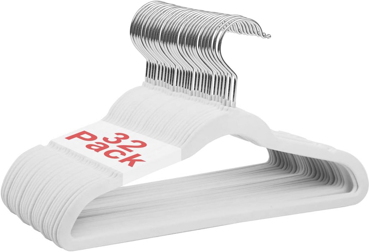 Witte Antislip Kledinghangers voor Kinderen - 32 cm Fluweel