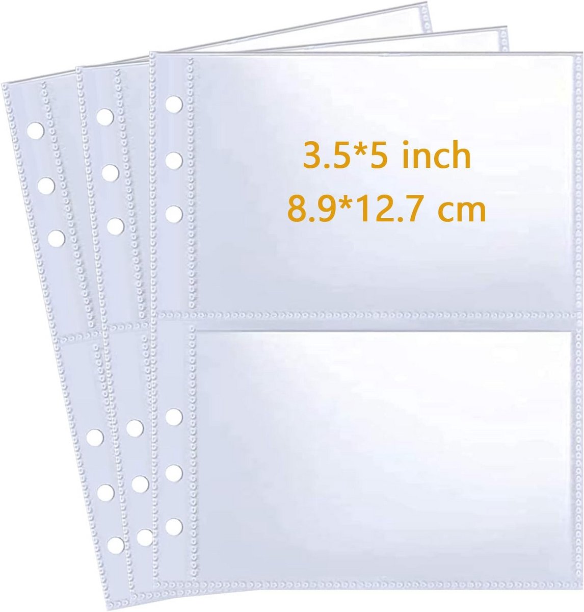 30-Pack Fotokaartmouwen 3,5 x 5 inch voor A5 6 Ringband – Dubbelzijdige Fotopagina's en Beschermers voor Foto's en Ansichtkaarten