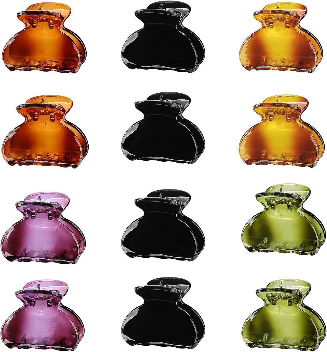12 Stuks Haarklauw Clips - Mini Acryl Haarspeldjes voor Dames, Meisjes en Kinderen