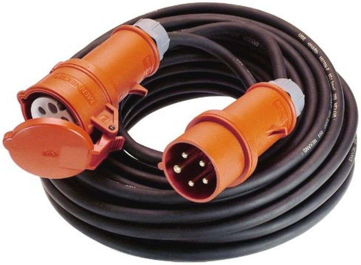 CEE Verlängerung 400V / 32A, 25m H07RN-F 5G6 mit Phasenwendestecker, IP44