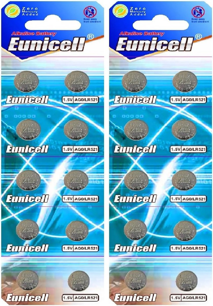 20x Knoopcel Batterijen AG0 LR63 LR521 379 (Alkaline) - Lange Levensduur
