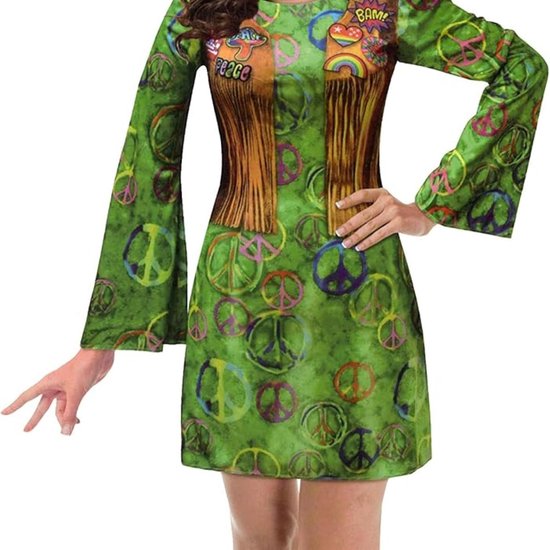 Baige Heißer Verkauf Damen 60er 70er Retro Disco Hippie Groovy Faschingskostüm P