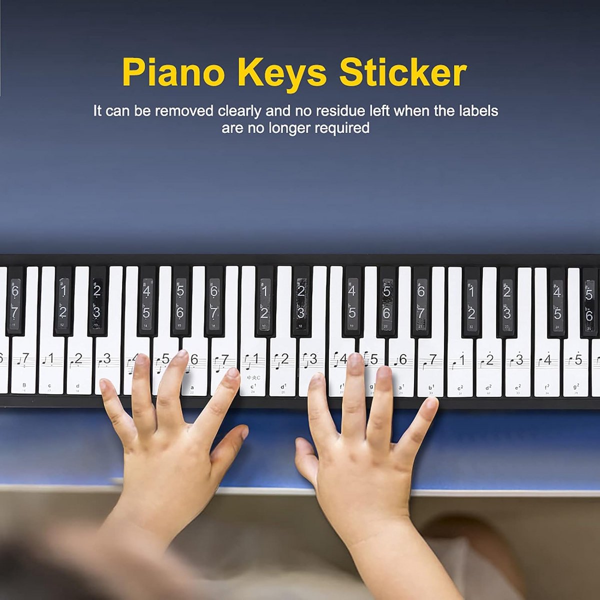 Leer stickers voor 88 toetsen piano en keyboard - Cijfer- en notennotatie voor beginners
