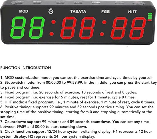 Portable Gym Timer Clock - Stopwatch - Workout Interval Timer - Grote ...