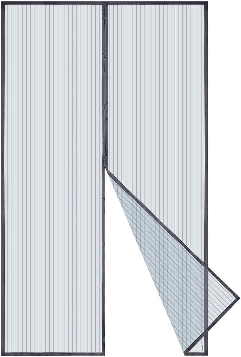 Magnetische Hordeur met 32 Magneten - Automatische Sluiting voor Frisse Lucht en Insectenbescherming (140x240CM, Grijs)