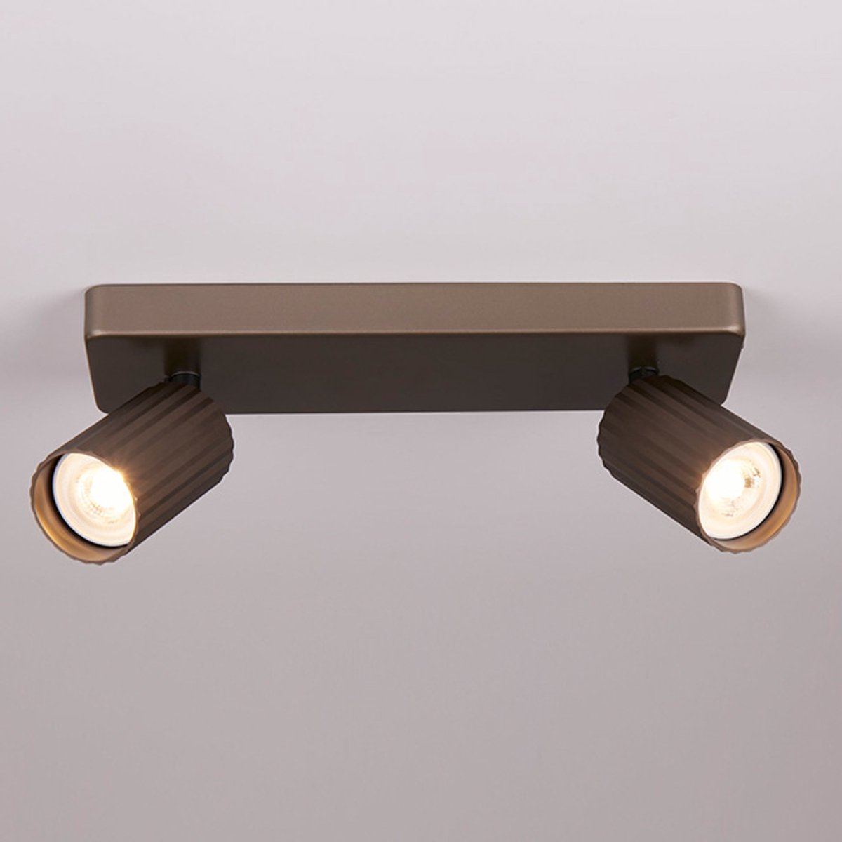 Searchlight Moderne Opbouwspots GU10 Ann 2 Lichtpunten Rechthoek Brons Metaal Slaapkamer Gang/Hal Keuken Dimbaar