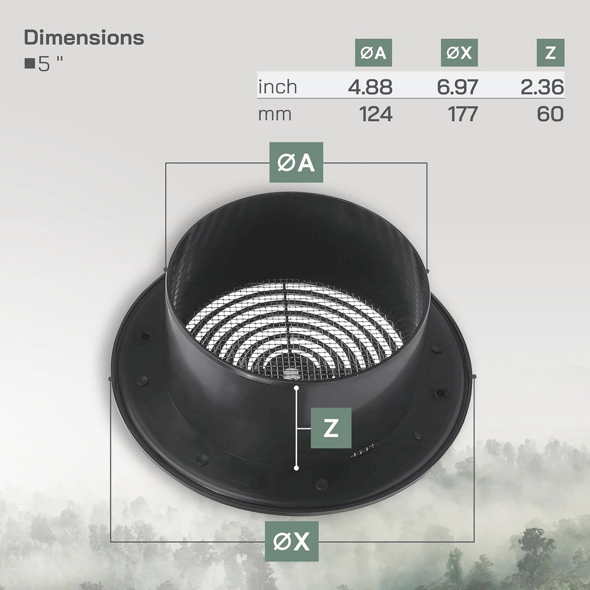 Rond Ventilatierooster 12,7 cm - Demonteerbaar en Kunststof voor Badkamer en Kantoor