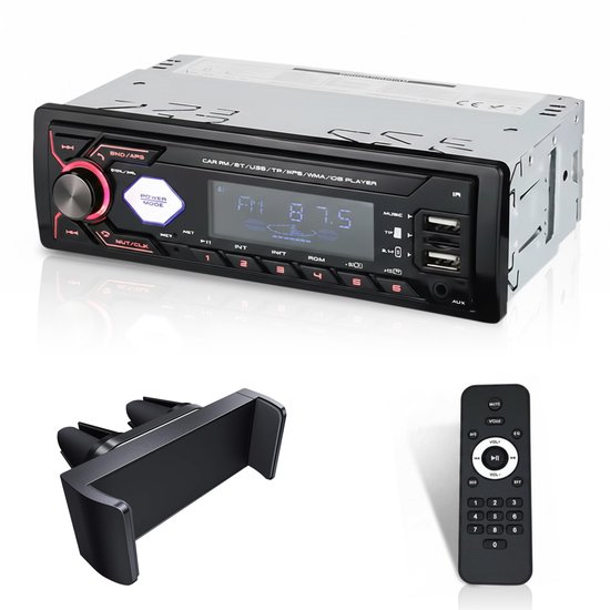 BOSWELL Autoradio - USB, AUX en Handsfree - Autoradio met Bluetooth - Auto Radio voor alle Auto’s - Incl. Telefoonhouder, Afstandsbediening