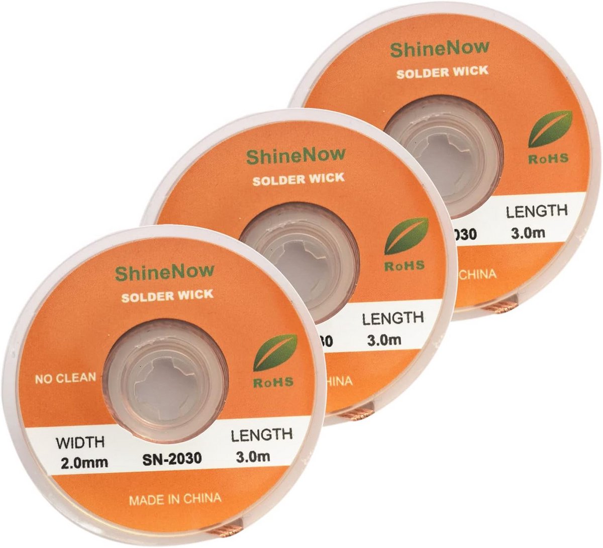Desoldering Braid 2mm 3 Meter 3PCS Pack - Geen Schoonmaak Nodig