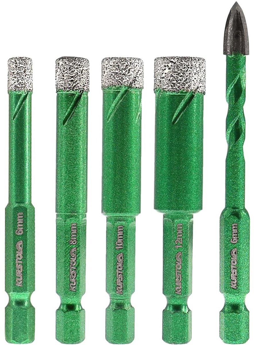 Tegelboorset 6/8/10/12 mm met diamantboren en carbideboor voor keramiek, marmer en graniet