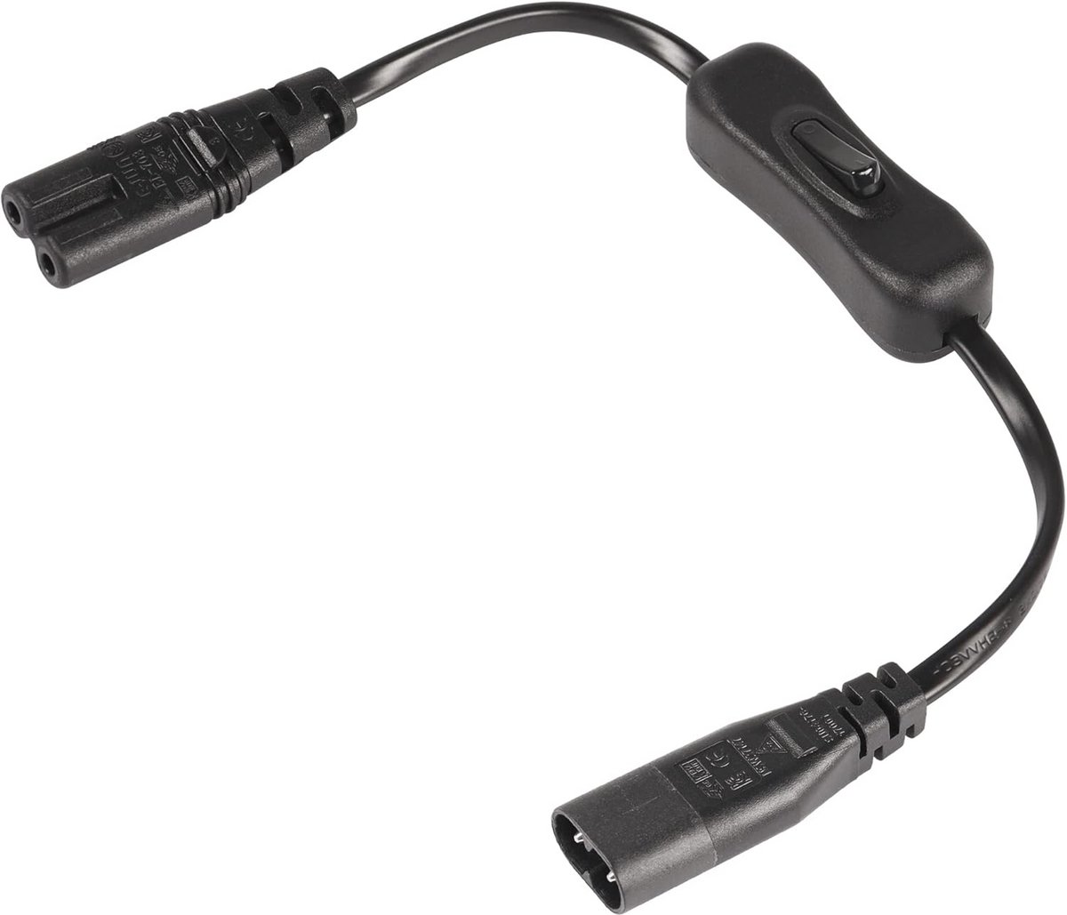 Stroomkabel IEC 320 C7 naar C8 met schakelaar - 30 cm