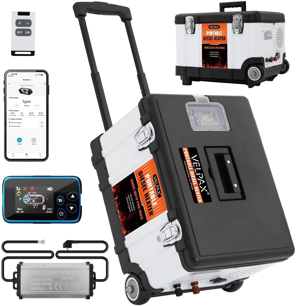 Krachtige Diesel Luchtverwarmer 8 kW met LCD en App Bediening