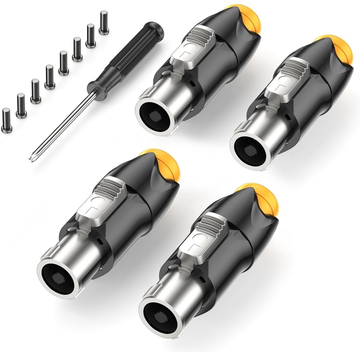 4x Metalen Luidspreker Adapter Stekker Twist Lock voor Speaker Kabel - Schroefverbinding