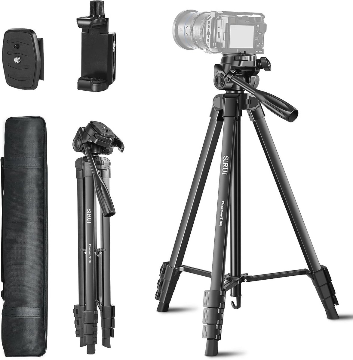 Camera Tripod Statief tot 70 Inch - Lichtgewicht en Verstelbaar voor Smartphone en DSLR