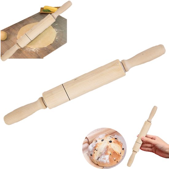 Roller Set Houten Deegroller Bakken Keukengerei Deegroller Gebak en Pizza Baker Roller Houten Bakken Keukengerei voor Gebak, Tortilla, Pizza, Koek en Meer (Type 2)(Stijl 2