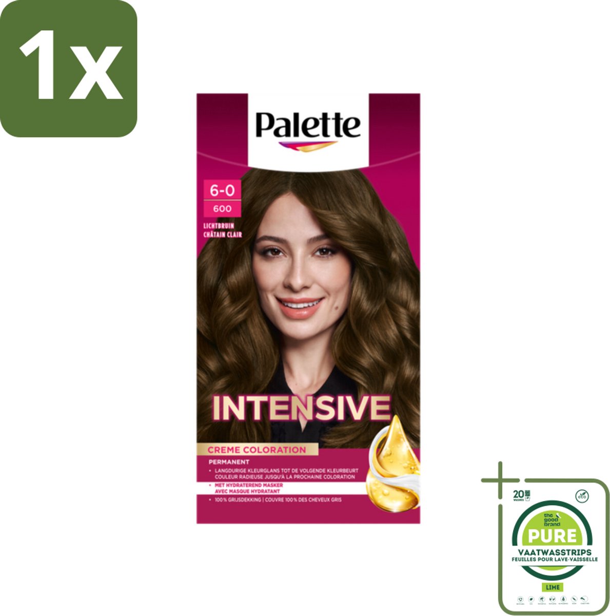 1 x Palette - Haarverf - Poly – 600 Lichtbruin – 115 ml - Tandpasta - Tandplak - Fluoridetandpasta - Mondhygiëne - Tandvlees