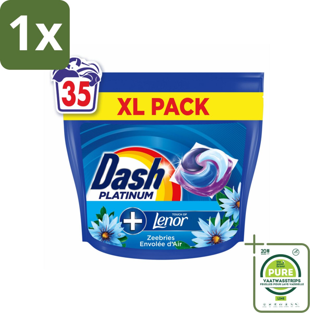 1 x Dash – Wasmiddelcapsules – 4in1 Pods Zeebries – 35 capsules - Wasmiddel - Wasmachine - Wasmiddel Pod - Frisse Geur - Wasmiddel Voor Kleding