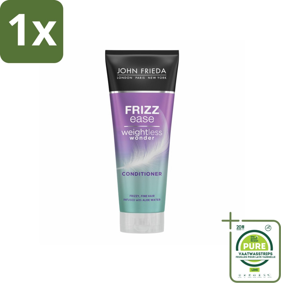1 x John Frieda – Conditioner – Frizz Ease Weightless Wonder – Lichtgewicht verzorging – 250 ml - Pluisvrij Haar - Lichtgewicht Conditioner - Anti-pluis - Verzorging Voor Fijn Haar - Soepel Haar